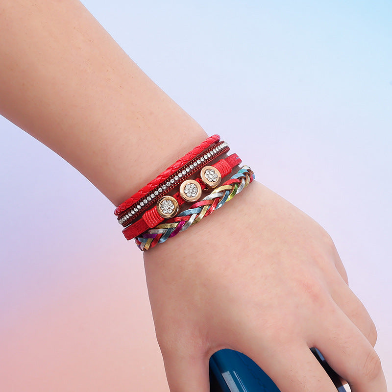 Wholesale PU leather woven bracelet,  Bohemian style bracelet